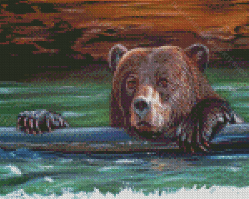 Bear In Water Art Diamond Painting