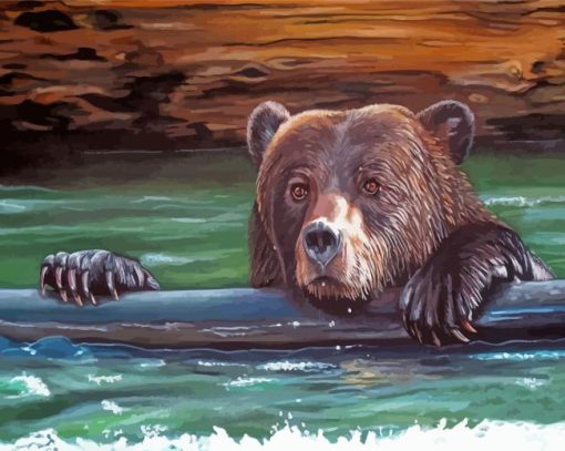 Bear In Water Art Diamond Painting