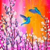 Blossom And Blue Birds Diamond Painting