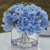 Blue Hydrangea Flowers In Glass Vase Diamond Painting