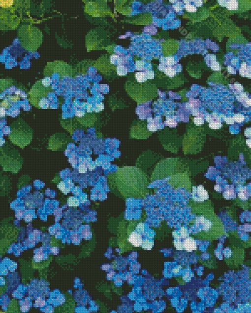 Bluebird Hydrangea Flowers Diamond Painting