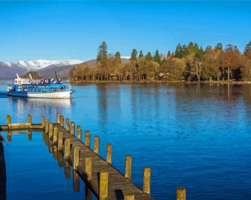 Bowness On Windermere Boat In Lake Diamond Painting