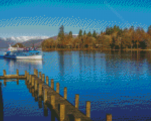 Bowness On Windermere Boat In Lake Diamond Painting