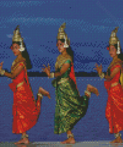 Cambodia Dancers By River Diamond Painting