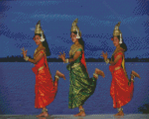 Cambodia Dancers By River Diamond Painting