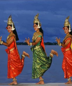 Cambodia Dancers By River Diamond Painting