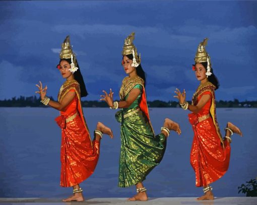 Cambodia Dancers By River Diamond Painting