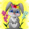 Cartoon Rabbit And Flowers Diamond Painting