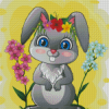 Cartoon Rabbit And Flowers Diamond Painting