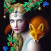 Chie Yoshii Woman Fox Diamond Painting