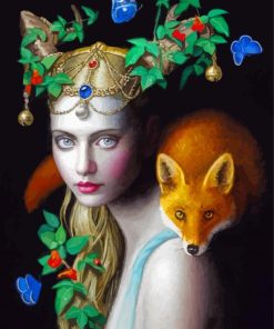 Chie Yoshii Woman Fox Diamond Painting