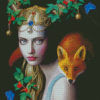 Chie Yoshii Woman Fox Diamond Painting