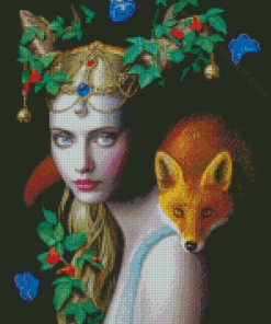 Chie Yoshii Woman Fox Diamond Painting