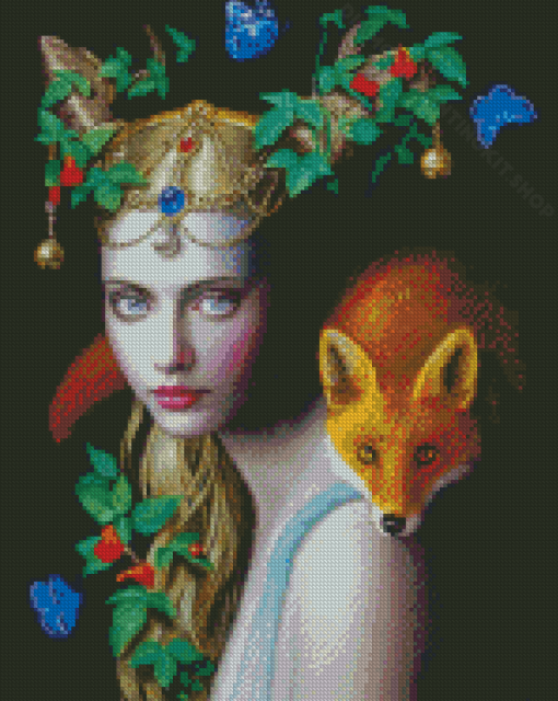 Chie Yoshii Woman Fox Diamond Painting