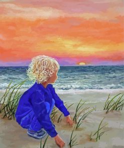 Child On Beach Diamond Painting