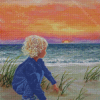 Child On Beach Diamond Painting