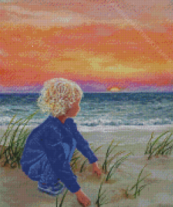 Child On Beach Diamond Painting