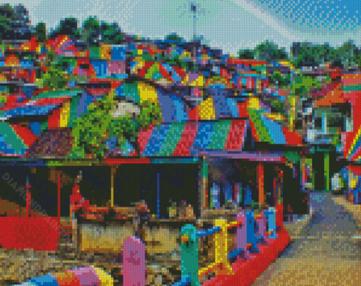 Colorful Indonesian Village Diamond Painting