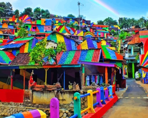 Colorful Indonesian Village Diamond Painting