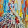 Dancing Girl With Feather And Violin Diamond Painting