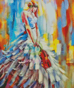 Dancing Girl With Feather And Violin Diamond Painting