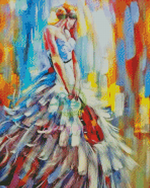 Dancing Girl With Feather And Violin Diamond Painting