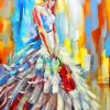 Dancing Girl With Feather And Violin Diamond Painting