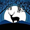 Deer In Moonlight Silhouette Diamond Painting