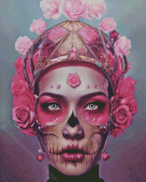 Floral Skull Lady Diamond Painting