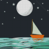 Boat With Moon Diamond Painting