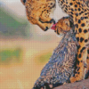 Leopard With Her Baby Diamond Painting