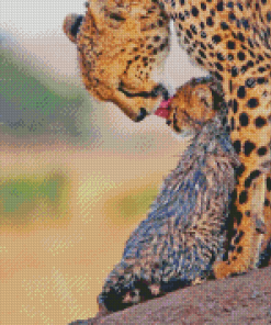 Leopard With Her Baby Diamond Painting