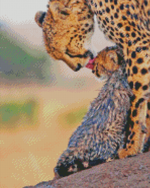 Leopard With Her Baby Diamond Painting