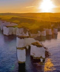 Old Harry Rocks At Sunset Diamond Painting