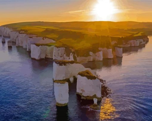 Old Harry Rocks At Sunset Diamond Painting