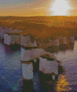 Old Harry Rocks At Sunset Diamond Painting