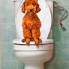 Puppy Dog On Toilet Diamond Painting