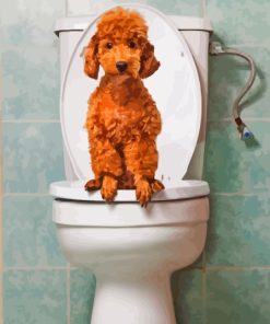 Puppy Dog On Toilet Diamond Painting