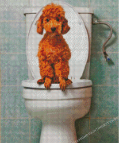 Puppy Dog On Toilet Diamond Painting