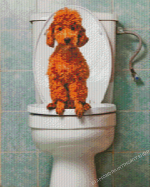 Puppy Dog On Toilet Diamond Painting