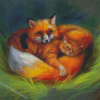 Sleepy Cat And Fox Diamond Painting