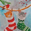 Snow Cats In Stockings Diamond Painting