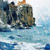 Split Rock Lighthouse In Snow Diamond Painting