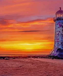 Sunset At Talacre Lighthouse Diamond Painting