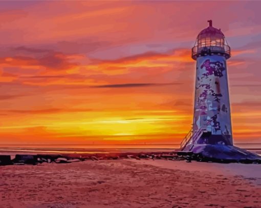 Sunset At Talacre Lighthouse Diamond Painting