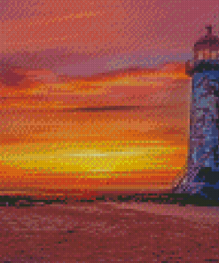 Sunset At Talacre Lighthouse Diamond Painting