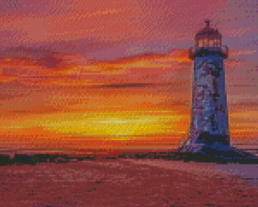 Sunset At Talacre Lighthouse Diamond Painting