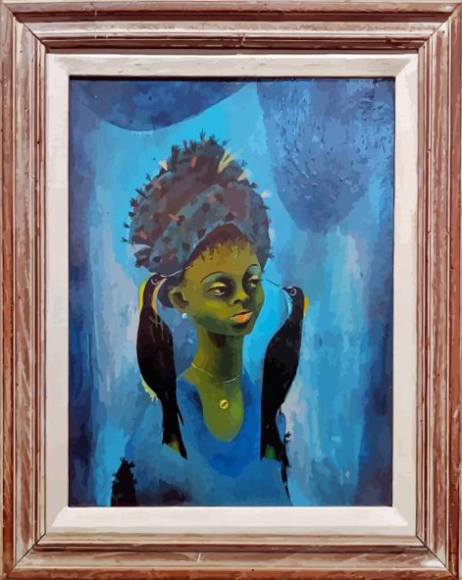 Surrealist Black Woman With Bird Diamond Painting