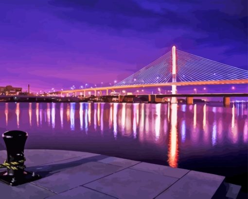 Toledo Ohio Glass City Skyway Bridge Diamond Painting