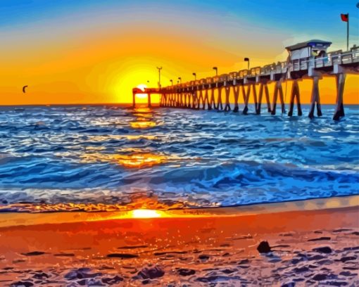 Venice Florida Pier At Sunset Diamond Painting